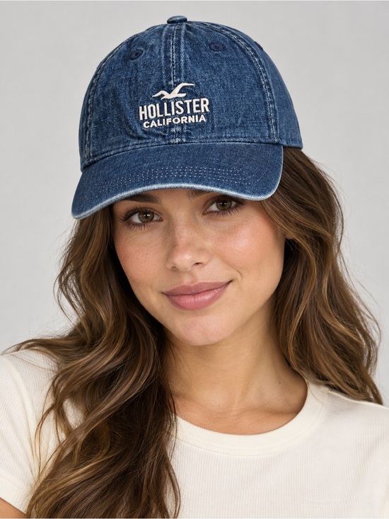 Hollister Accessories - Hollister California Blue Denim Embroidered Logo Adjustable Baseball Hat